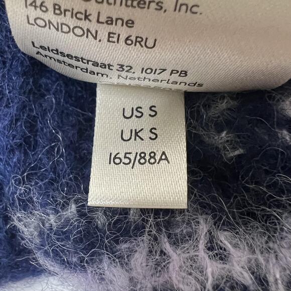 Free People Sweater Womens Small Blue Alpaca Stripe Knit Pullover Boho Peru Cozy - Picture 9 of 12